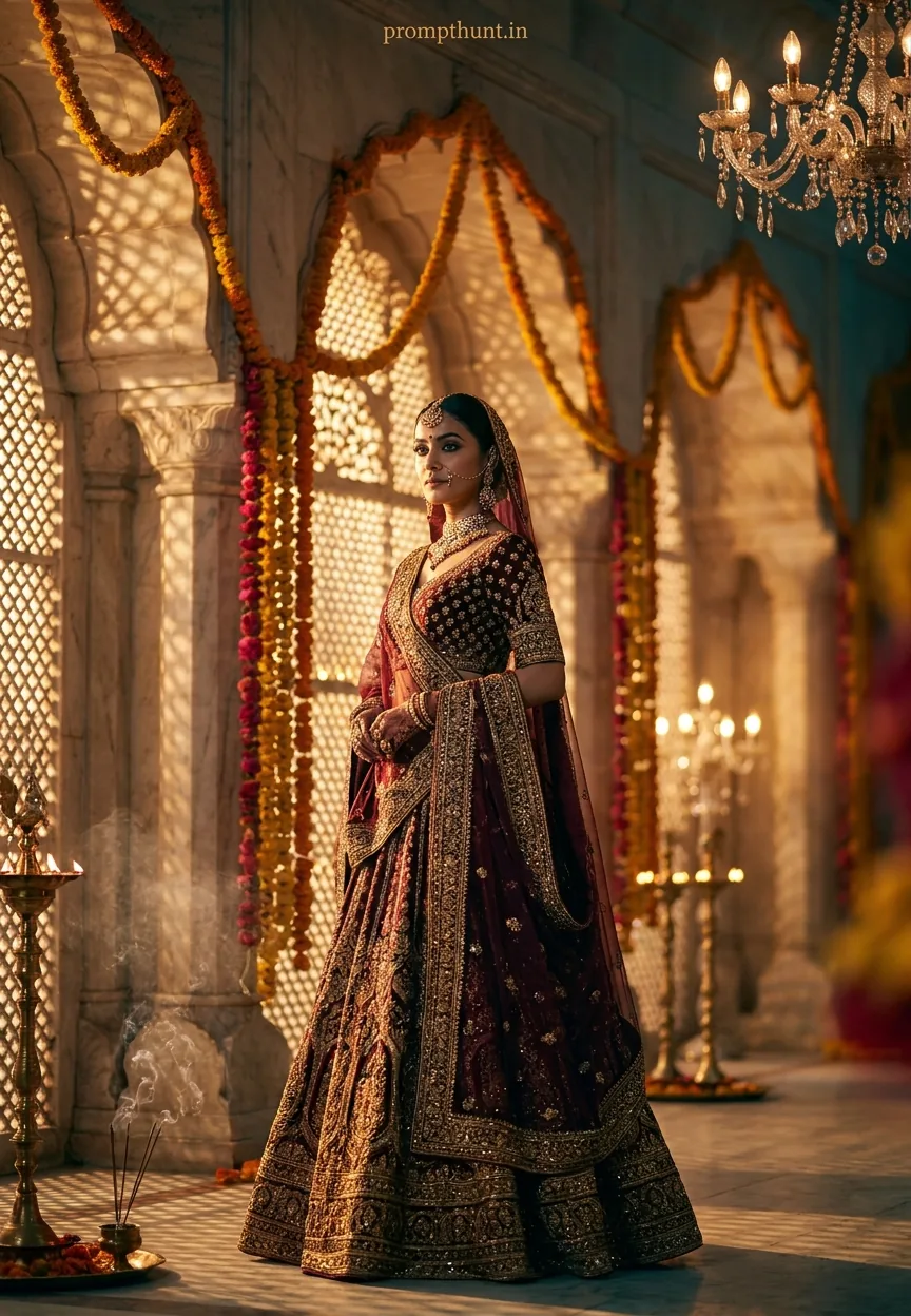 Bollywood Royale Night Glamour Cinematic AI Photo Editing Prompt