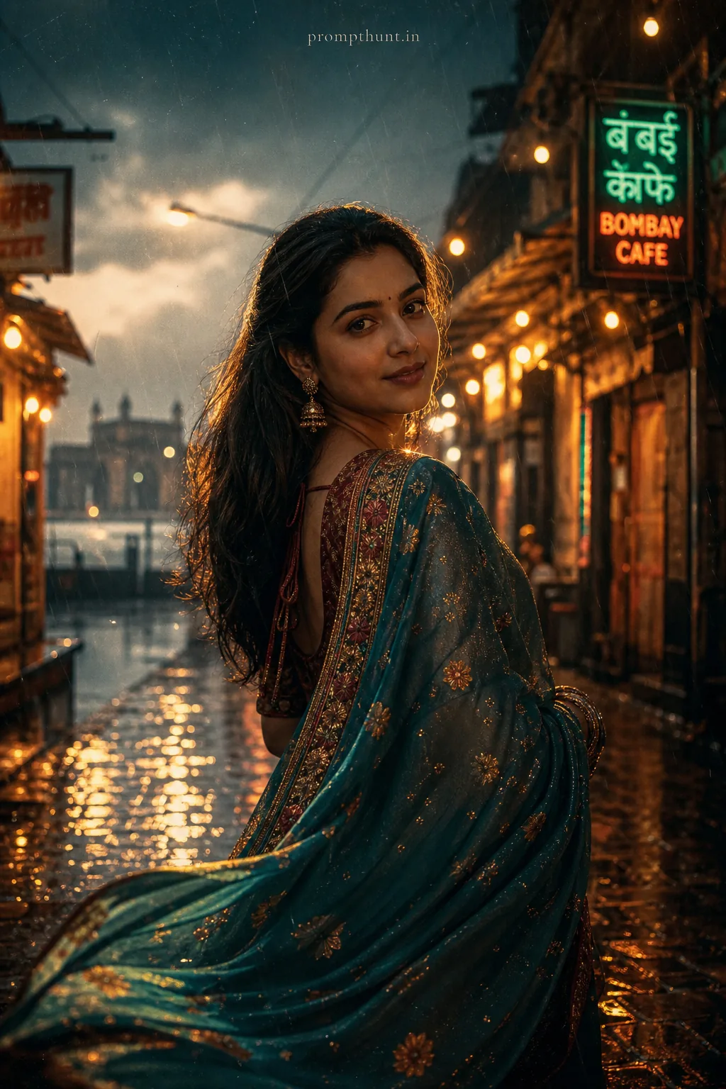 Cinematic Indian Monsoon Romance AI Photo Editing Prompt