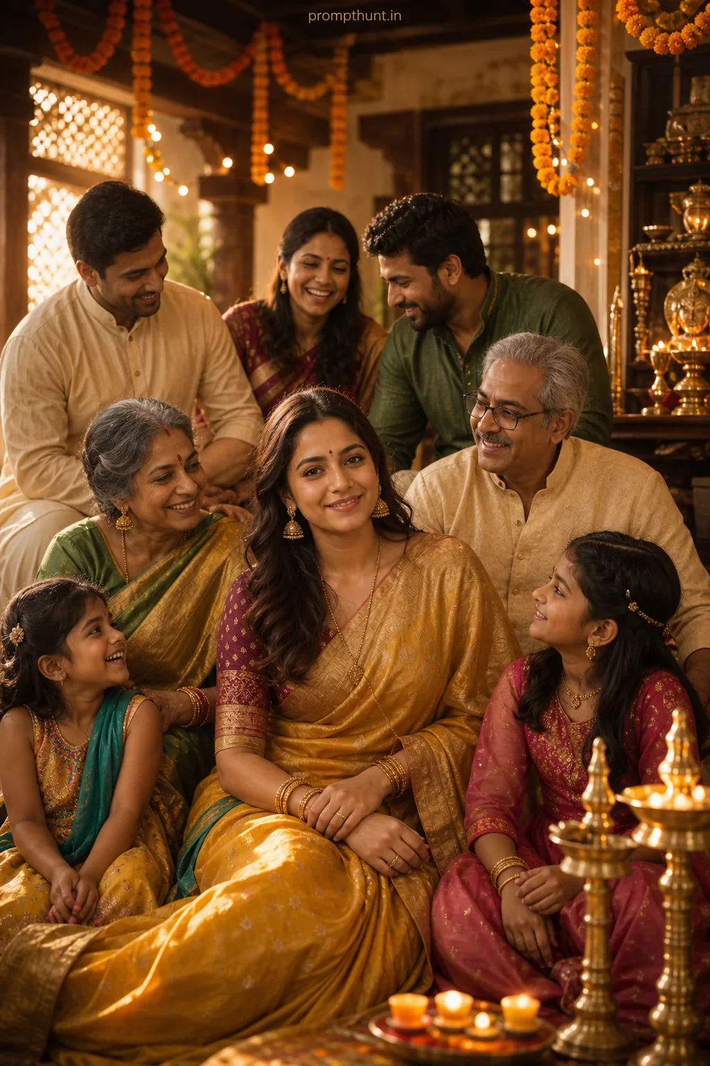 Classic Indian Family Portrait AI Photo Editing Prompt