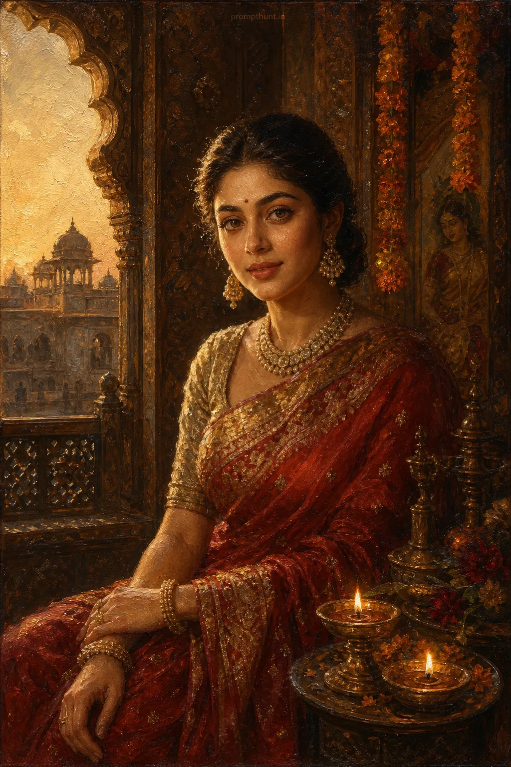 Classic Indian Oil Painting Portrait AI Photo Editing Prompt