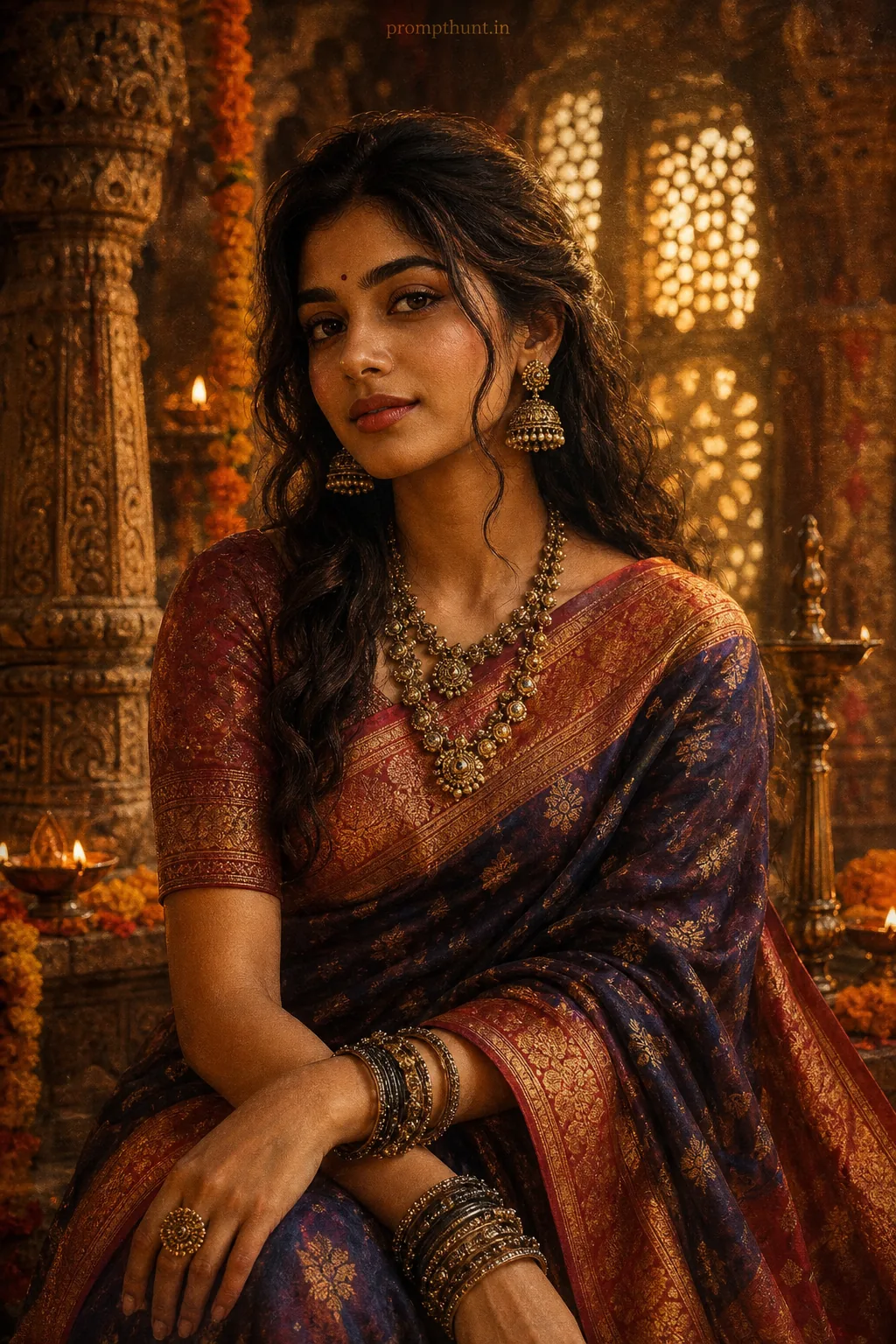 Classical Indian Textile Elegance AI Photo Editing Prompt