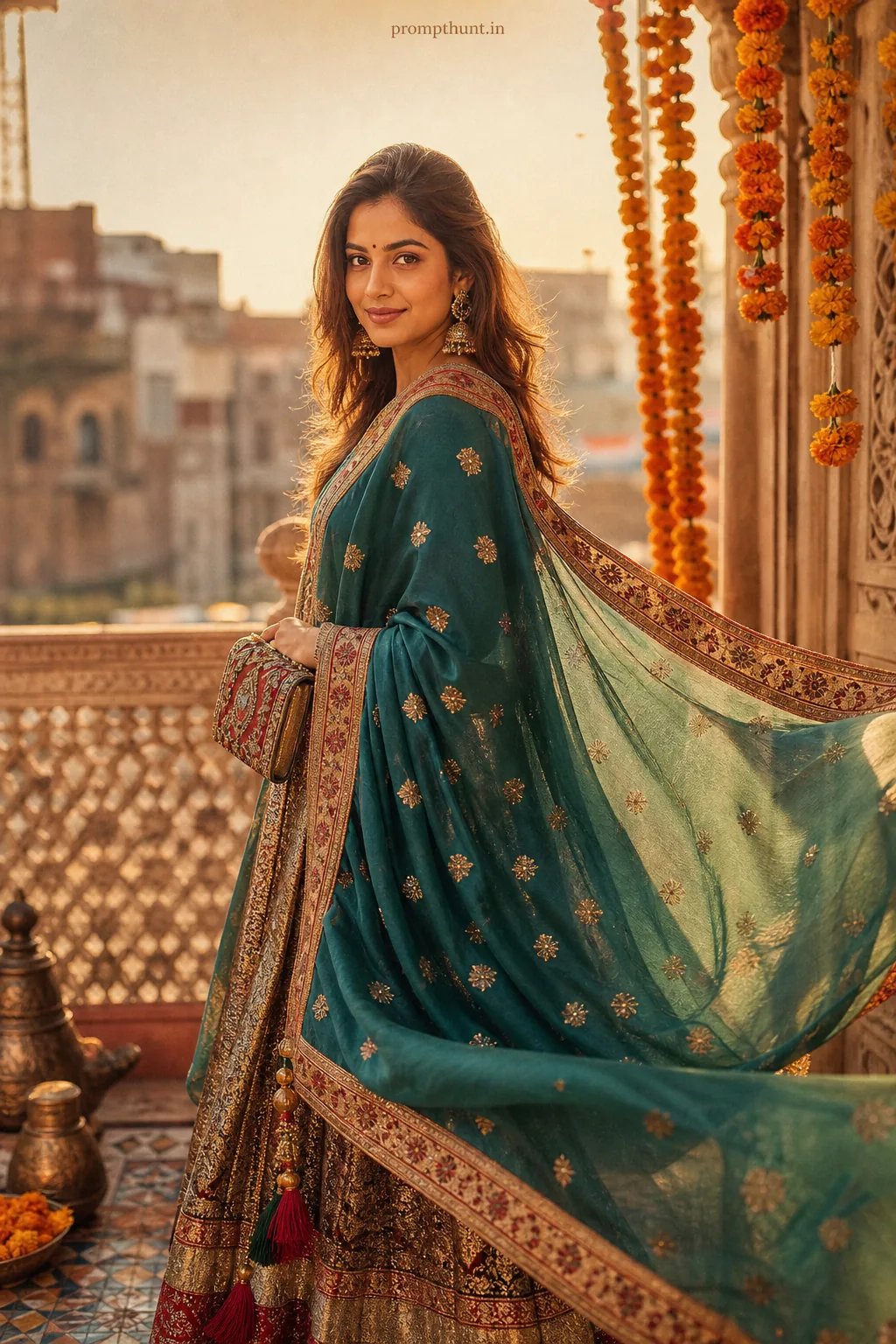 Contemporary Indian Couture Editorial AI Photo Editing Prompt