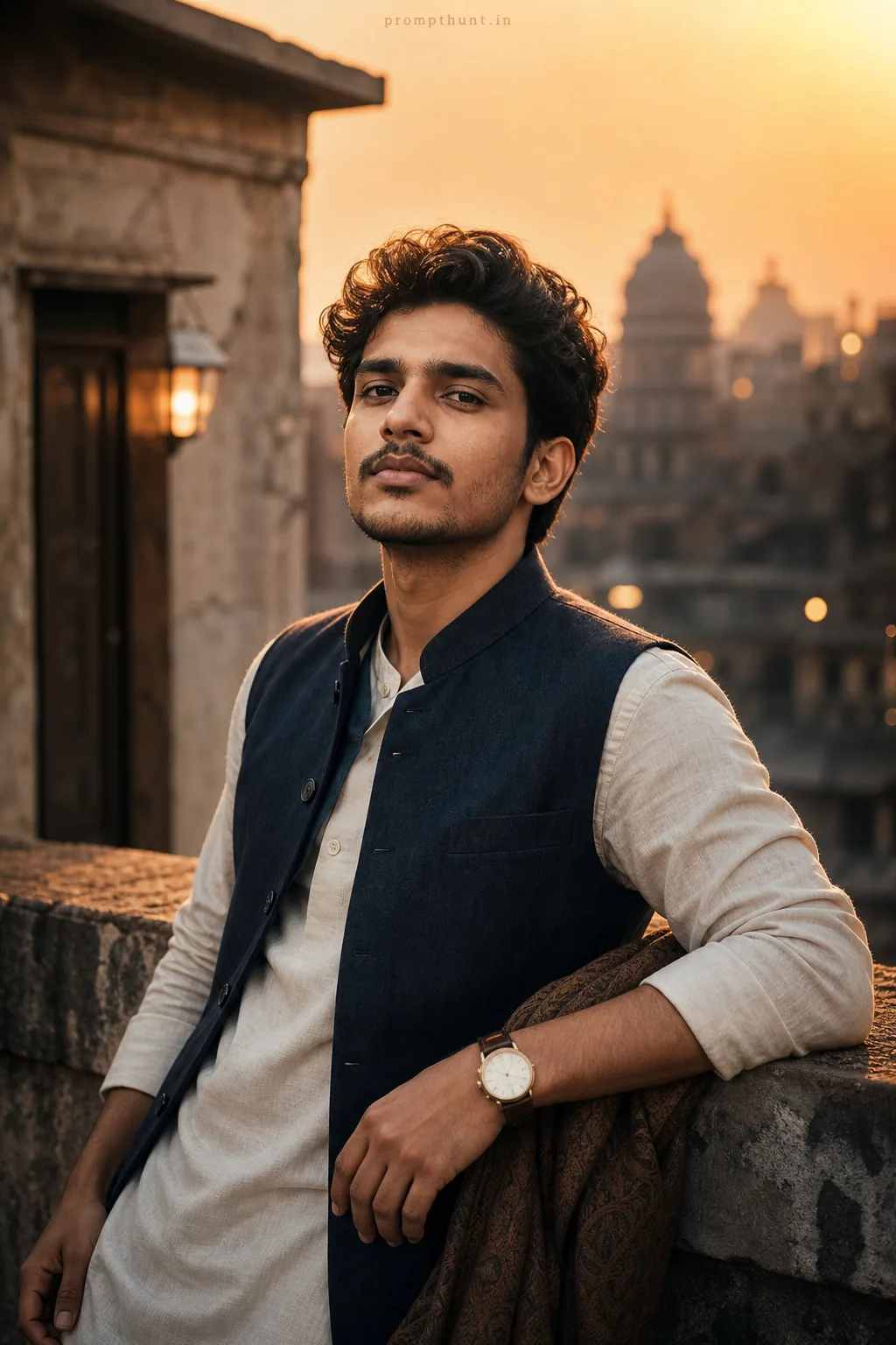 Contemporary Indian Male Portraits Urban Chic AI Photo Editing Prompt