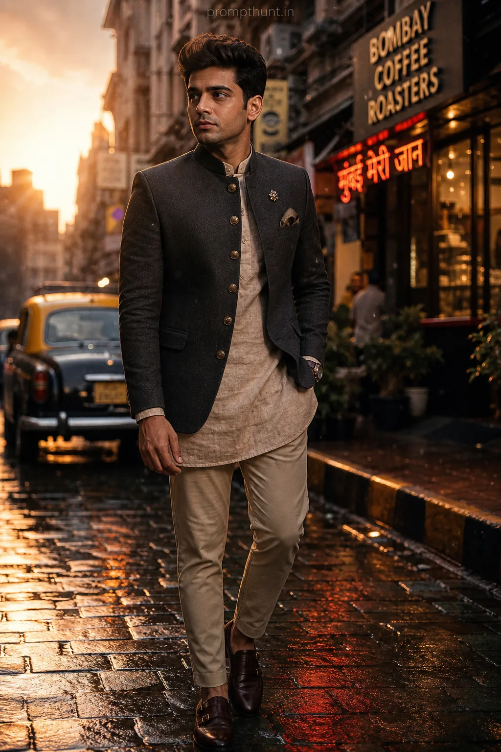 Contemporary Indian Menswear Street Style AI Photo Editing Prompt