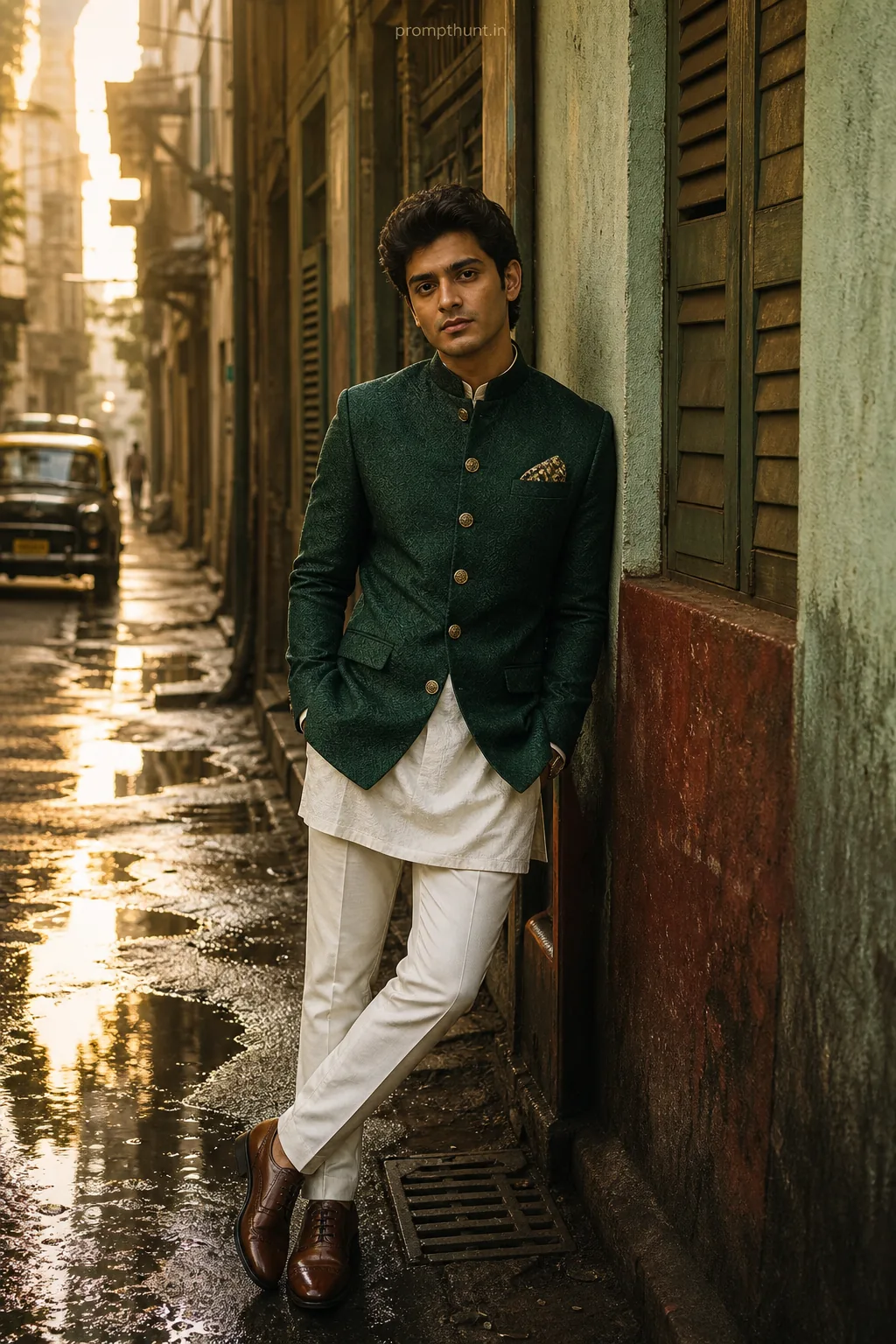Contemporary Indian Menswear Street Style AI Photo Editing Prompt