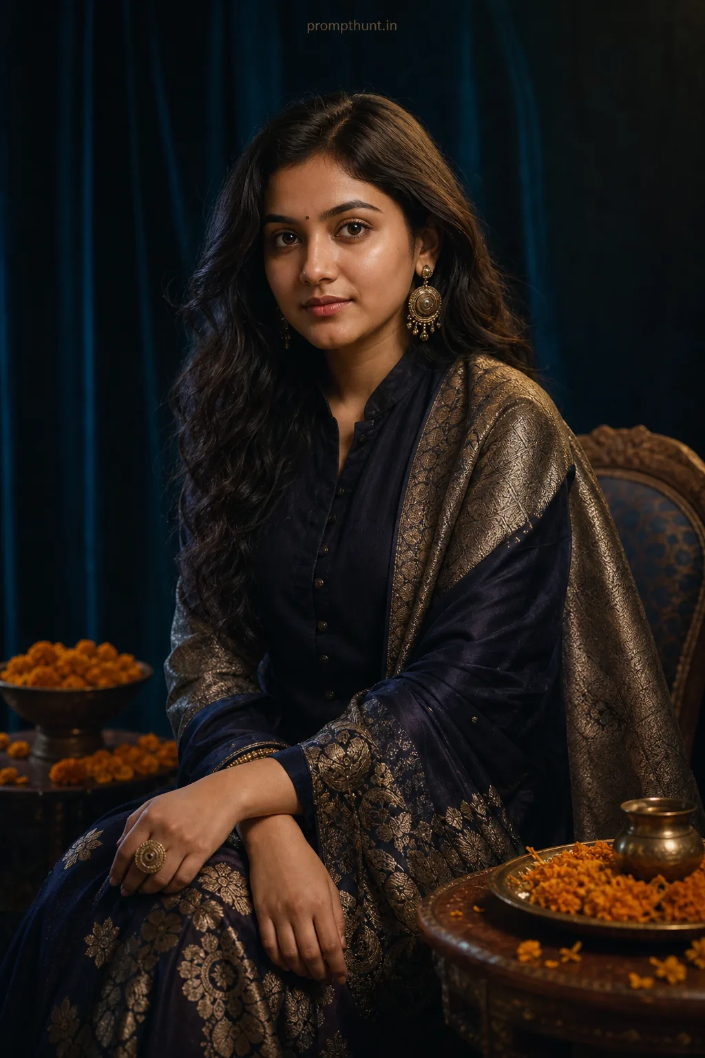 Contemporary Indian Studio Portraiture Glamour AI Photo Editing Prompt