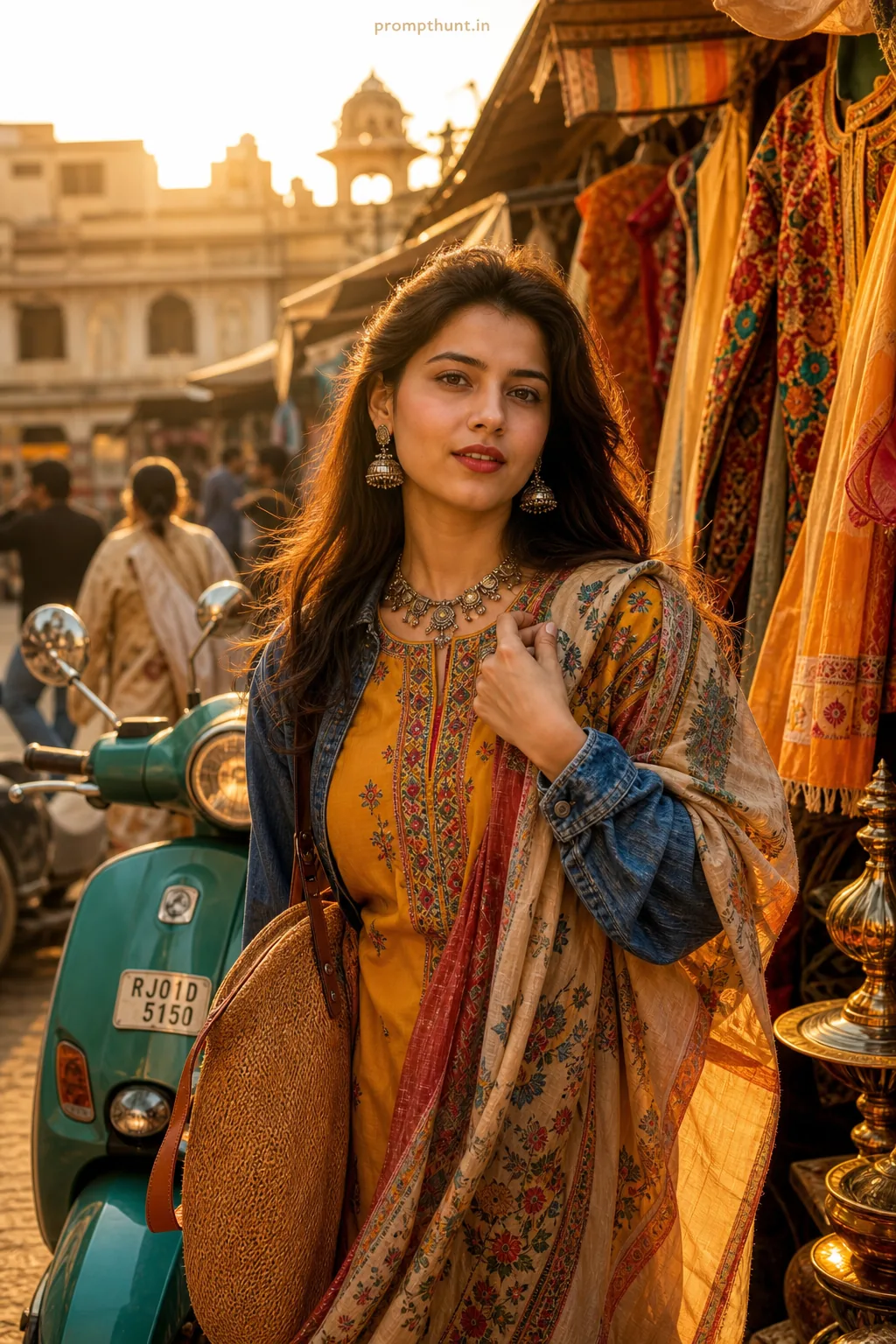 Contemporary Indian Women's Fashion Street Style AI Photo Editing Prompt