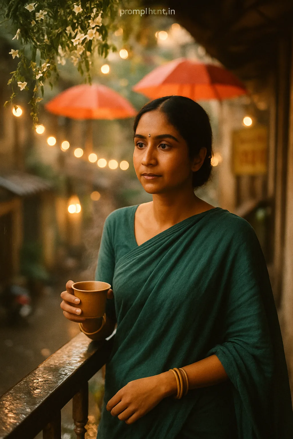 Cozy Mumbai Monsoon Street Lifestyle AI Photo Editing Prompt