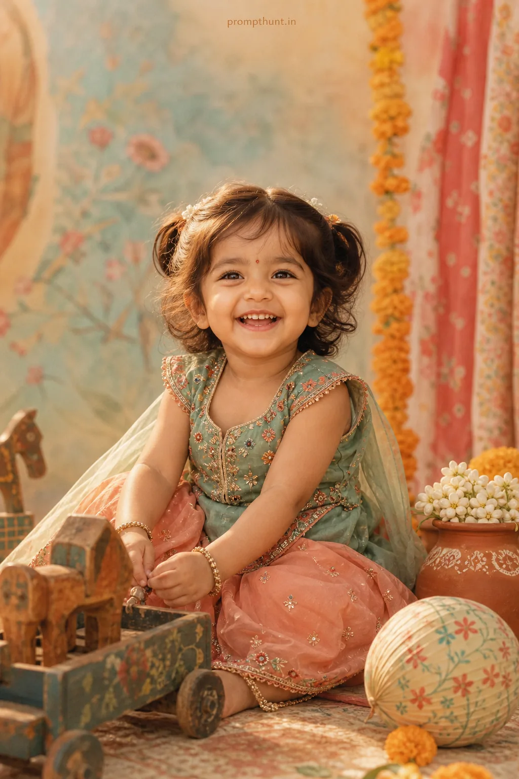 Cute Indian Kids Ethereal Portrait AI Photo Editing Prompt