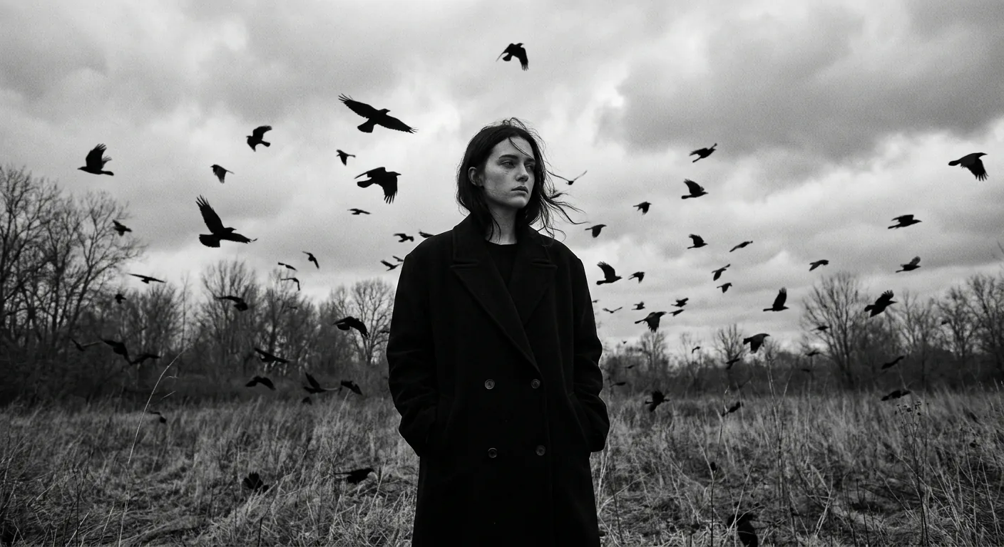 Dark Gothic Crow Field Aesthetic AI Photo Editing Prompt