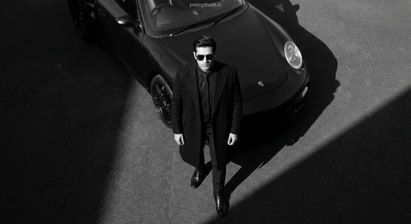 Dark Luxury Porsche Editorial AI Photo Editing Prompt