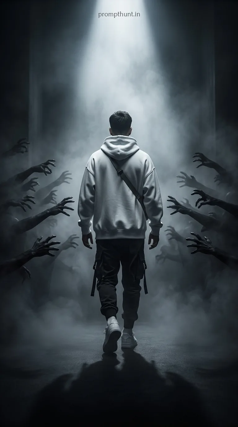 Dark Supernatural Horror Walk AI Photo Editing Prompt
