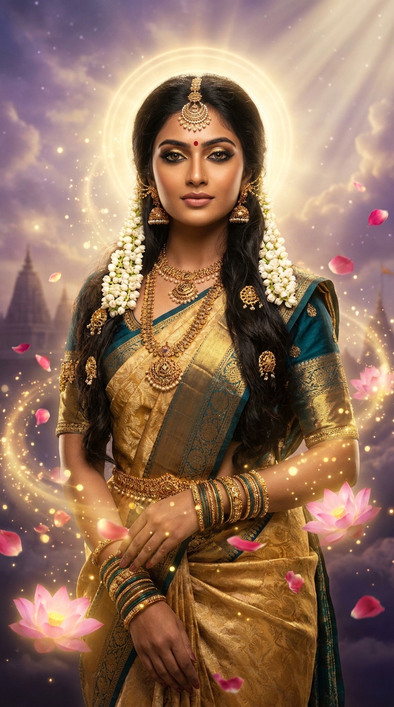 Divine Indian Goddess Ethereal Glow Gemini AI Photo Editing Prompt