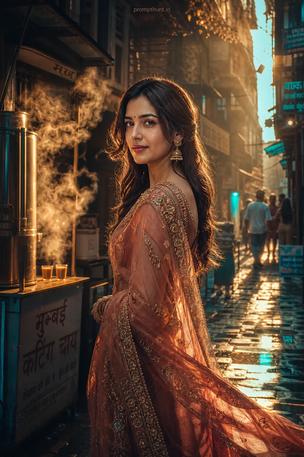 Dramatic Indian Streets Cinematic Lighting AI Photo Editing Prompt