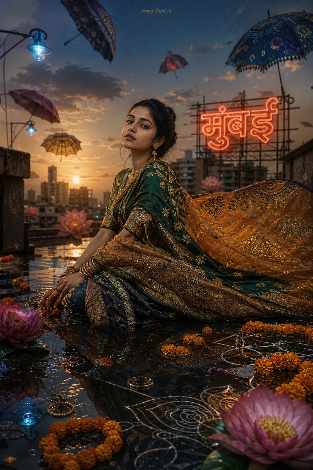 Dreamlike Mumbai Monsoon Fashion AI Photo Editing Prompt