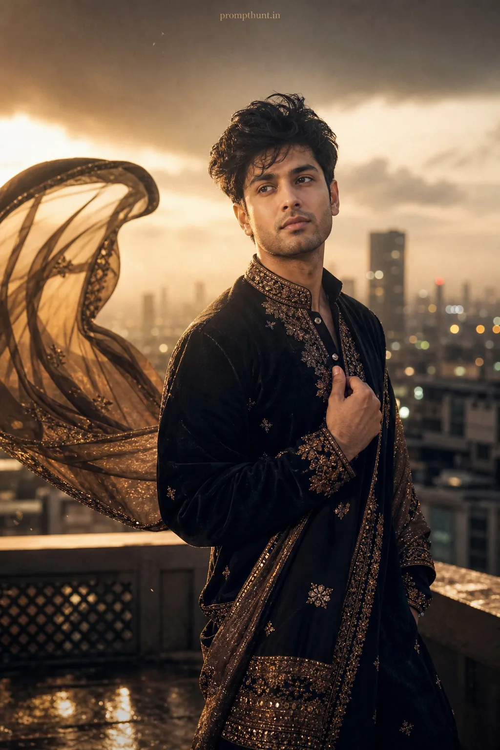 Editorial Portraiture: Indian Urban Luxe AI Photo Editing Prompt