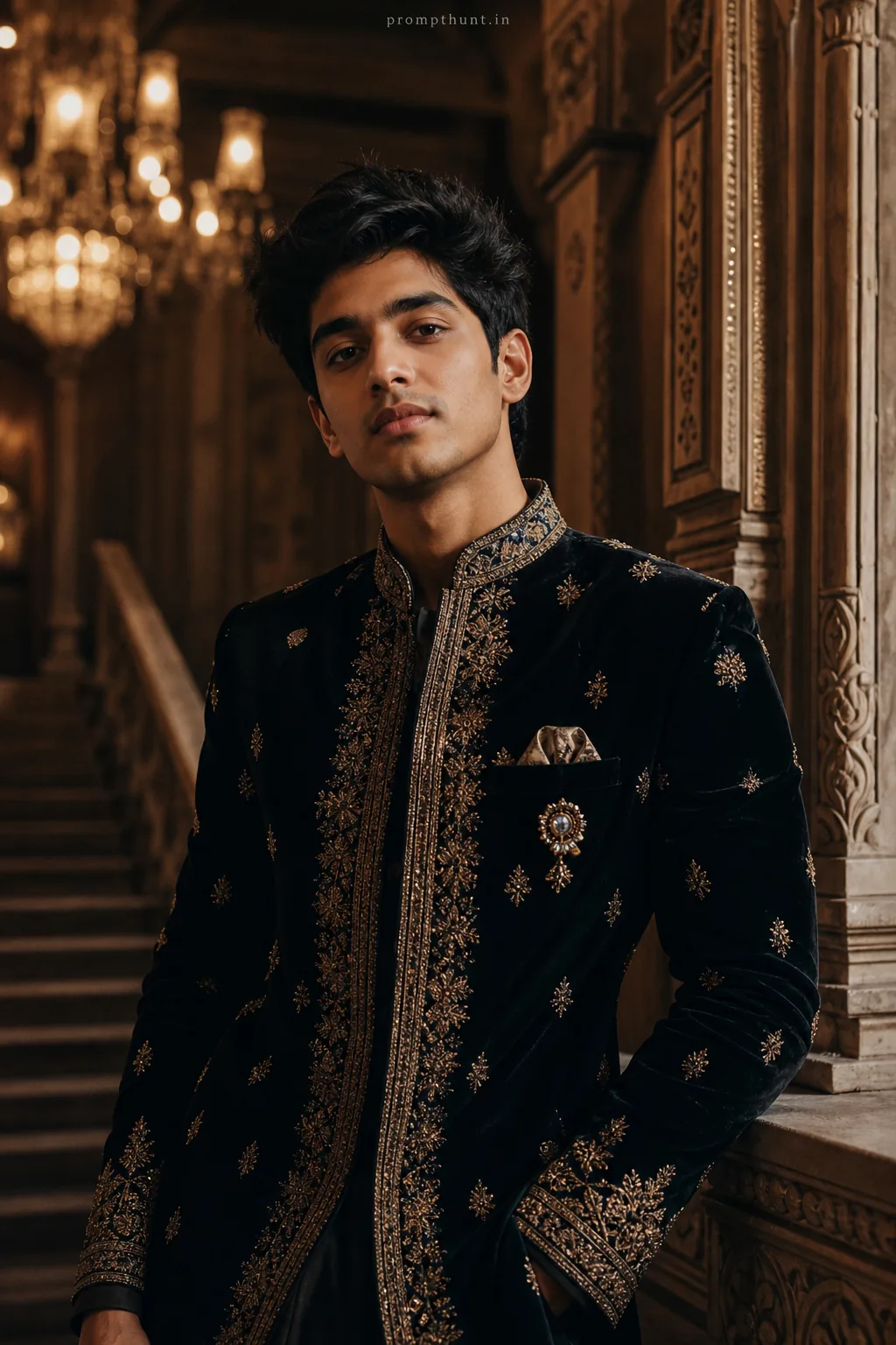 Elegant Indian Formal Wear Editorial AI Photo Editing Prompt