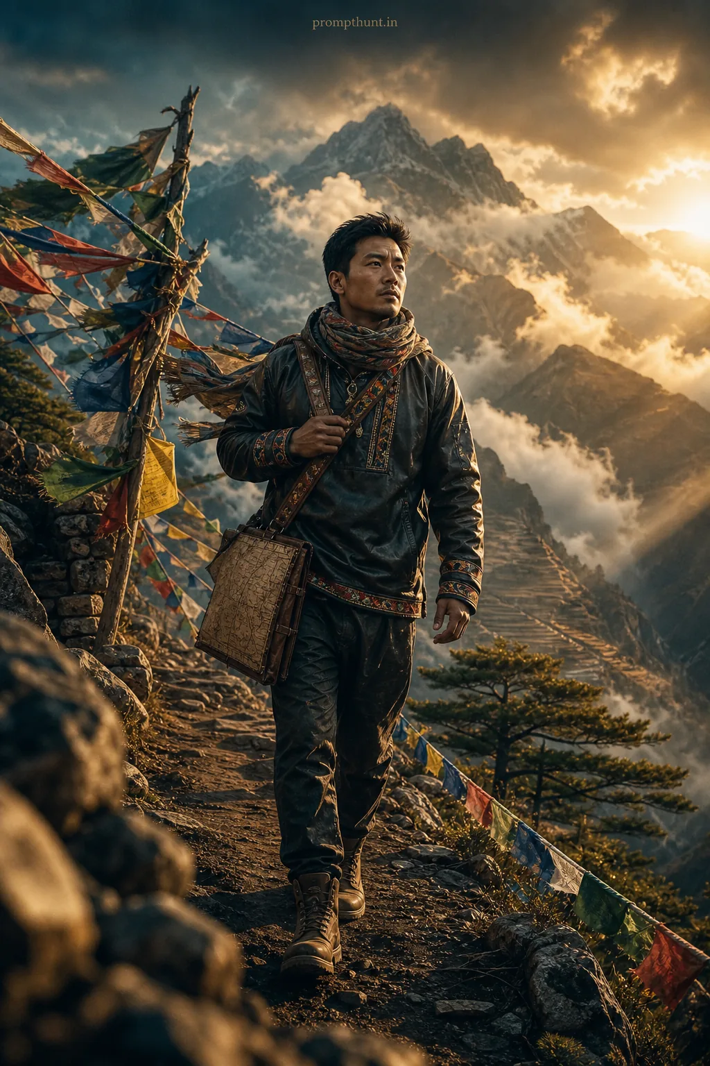 Epic Himalayan Ridge Adventure AI Photo Editing Prompt