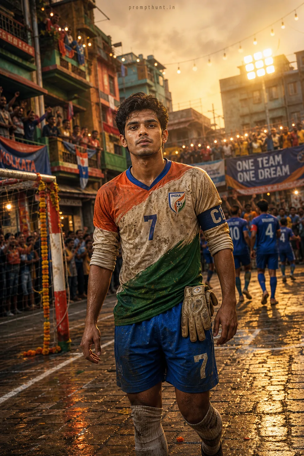Epic Street Football Night Match AI Photo Editing Prompt