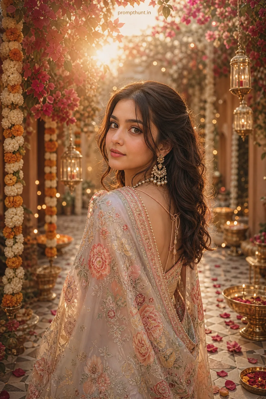 Ethereal Indian Floral Portraits for Instagram AI Photo Editing Prompt