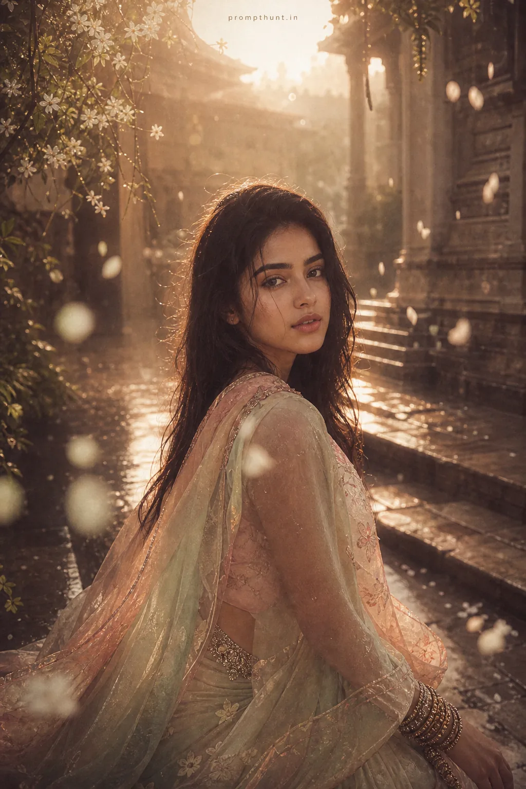 Ethereal Indian Monsoon Portrait AI Photo Editing Prompt