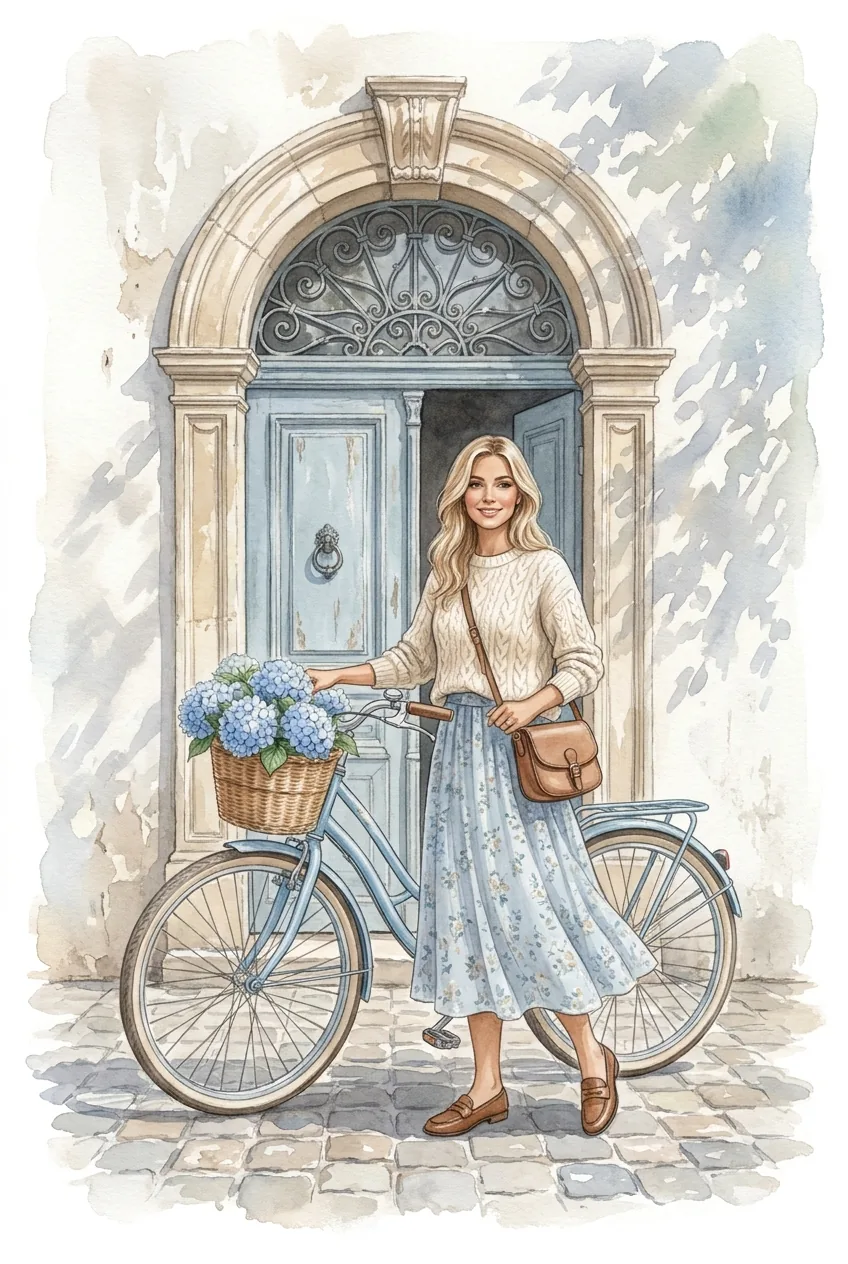 French Vintage Romantic Bicycle Scene AI Photo Editing Prompt