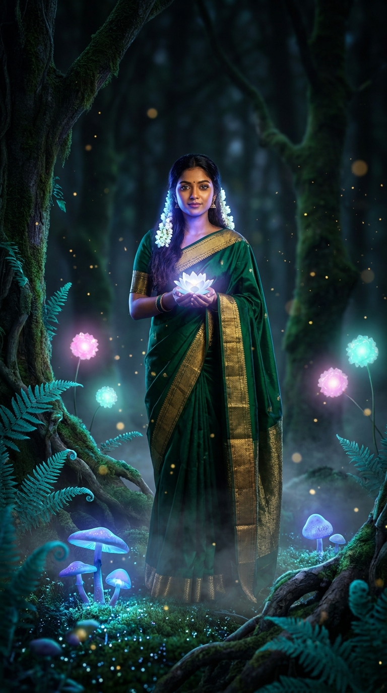 Glowing Bio-Luminescent Garden Beauty Gemini AI Photo Editing Prompt