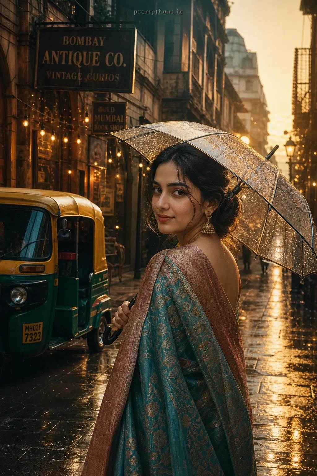 Indian Aesthetic Monsoon Street Fashion AI Photo Editing Prompt