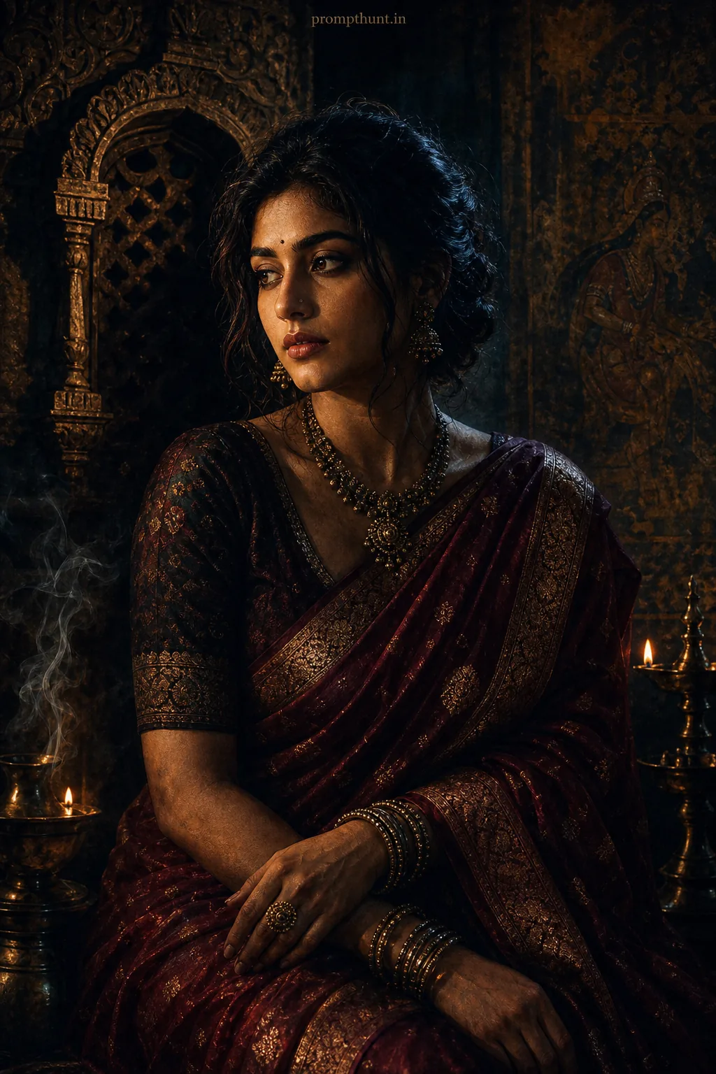Indian Chiaroscuro Portraits: Dramatic Lighting AI Photo Editing Prompt