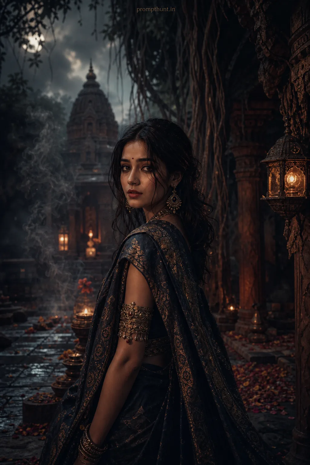 Indian Dark Fantasy Cinematic Portrait AI Photo Editing Prompt