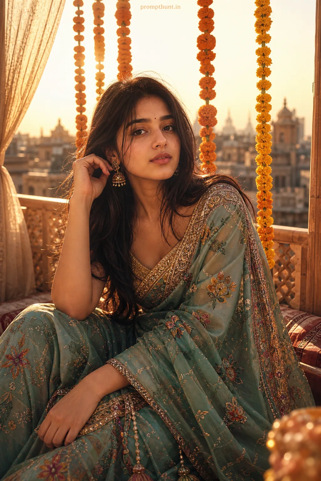 Indian Ethereal Saree Editorial AI Photo Editing Prompt