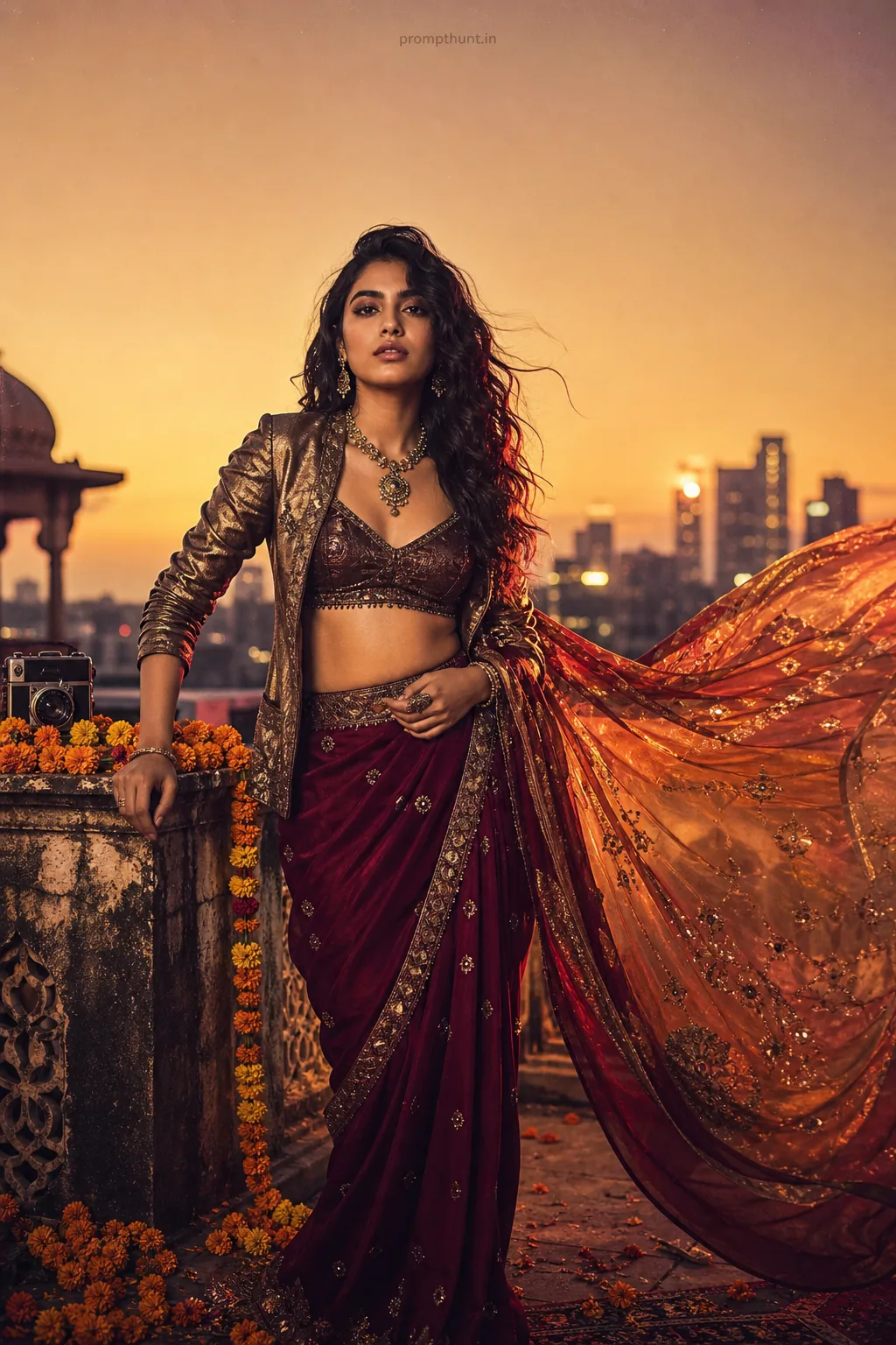 Indian Fashion Magazine Cover Art AI Photo Editing Prompt