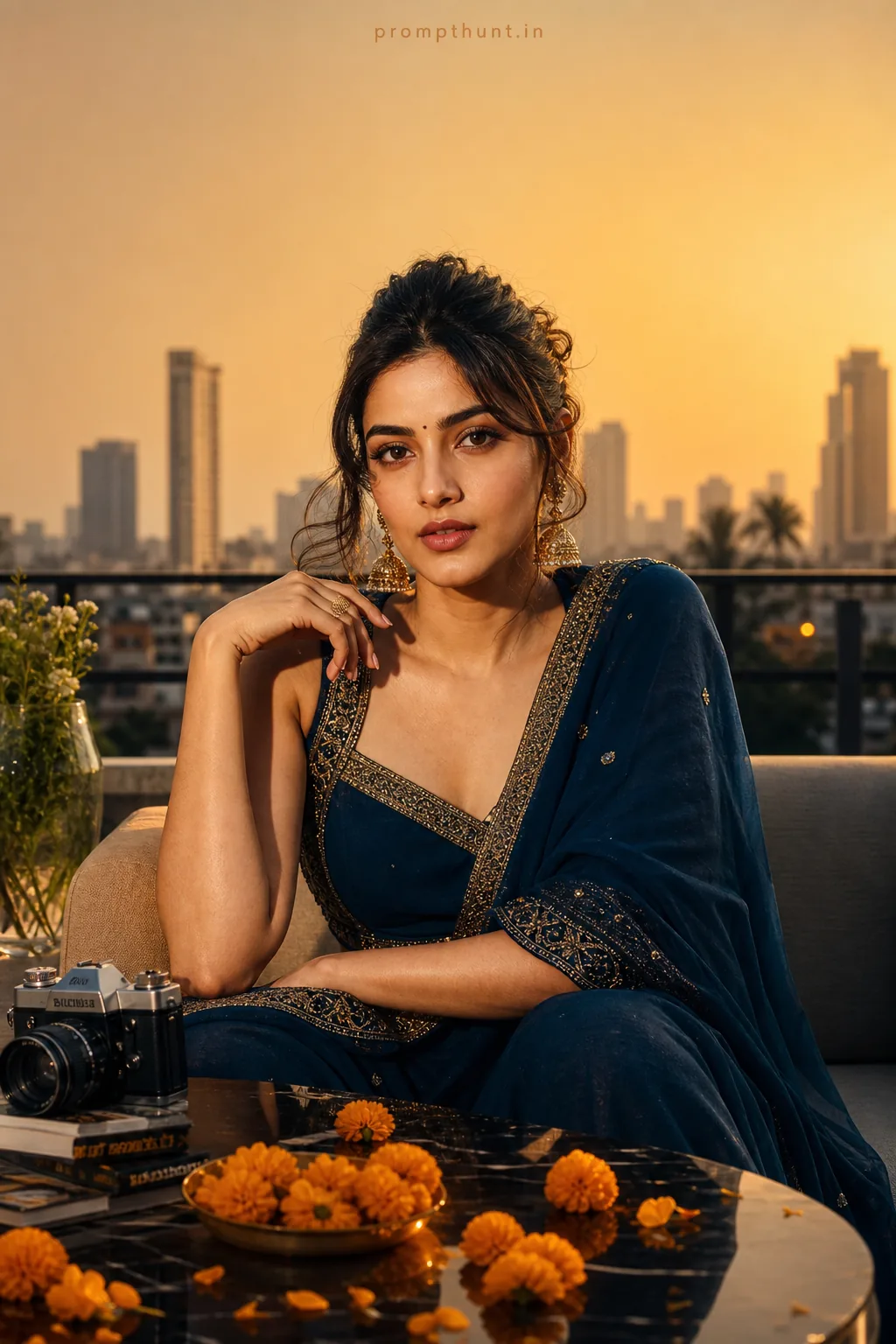 Indian Fashion Magazine Cover Art Editorial AI Photo Editing Prompt