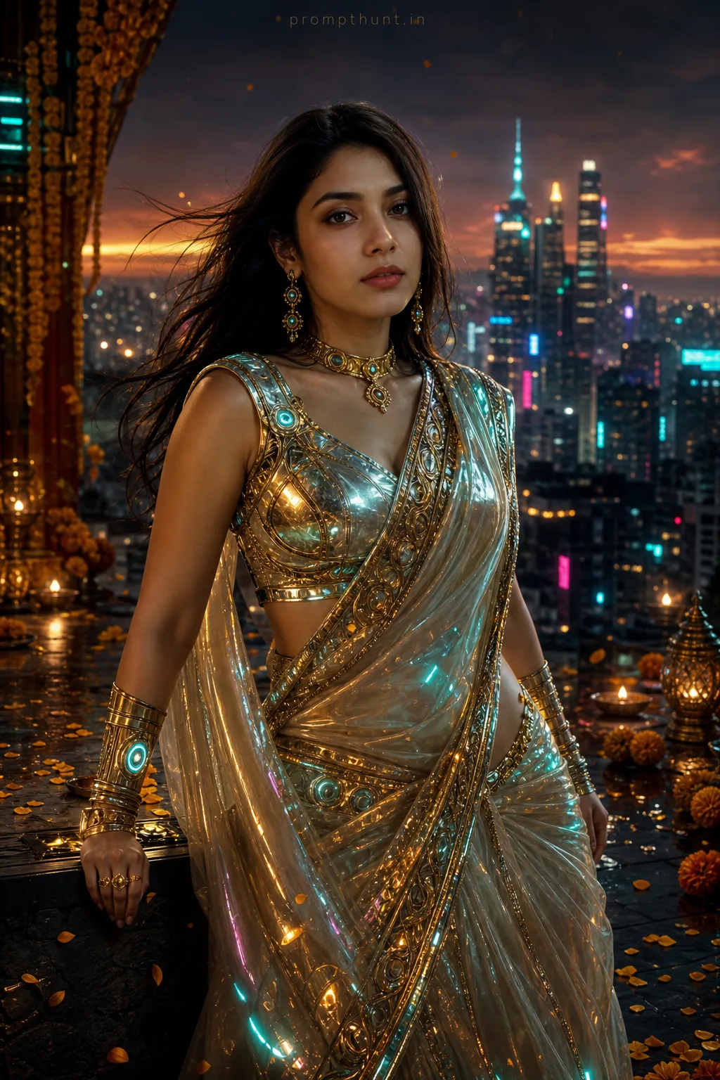 Indian Futuristic Bollywood CGI Fashion AI Photo Editing Prompt