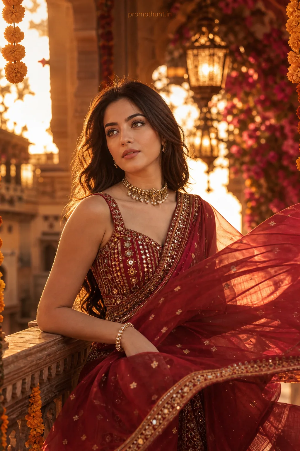 Indian Glamour Evening Portrait AI Photo Editing Prompt