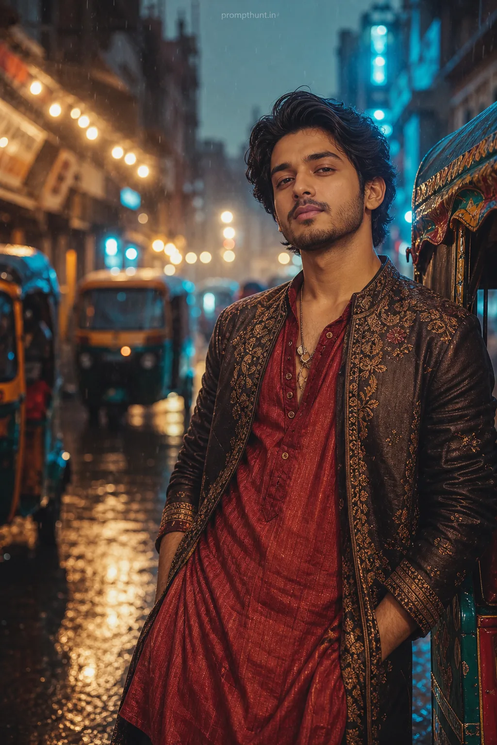 Indian Monsoon Cinematic Streetwear AI Photo Editing Prompt
