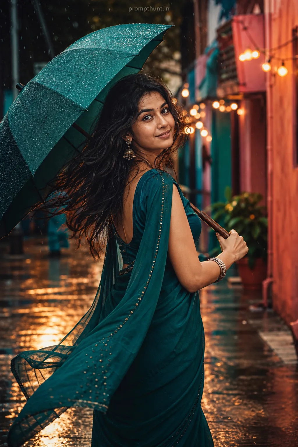 Indian Urban Monsoon Fashion AI Photo Editing Prompt