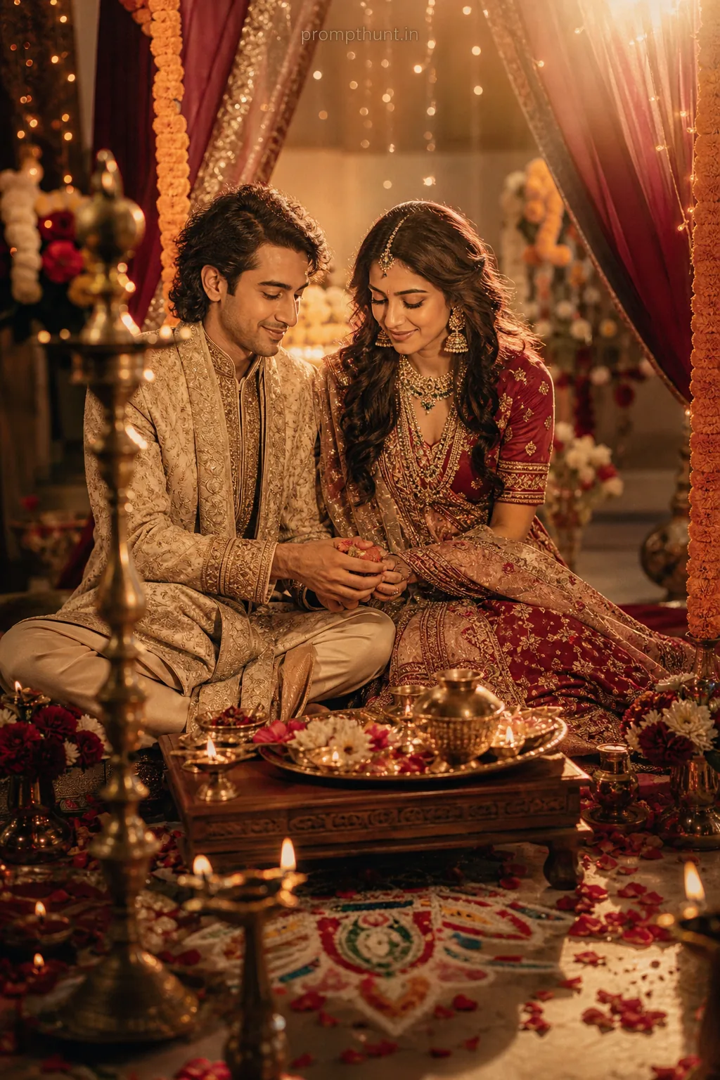 Indian Wedding Elegance Cinematic AI Photo Editing Prompt