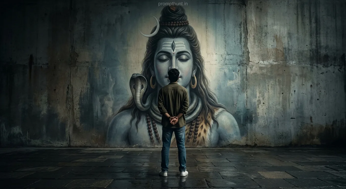 Lord Shiva Mural Street Art Devotion AI Photo Editing Prompt