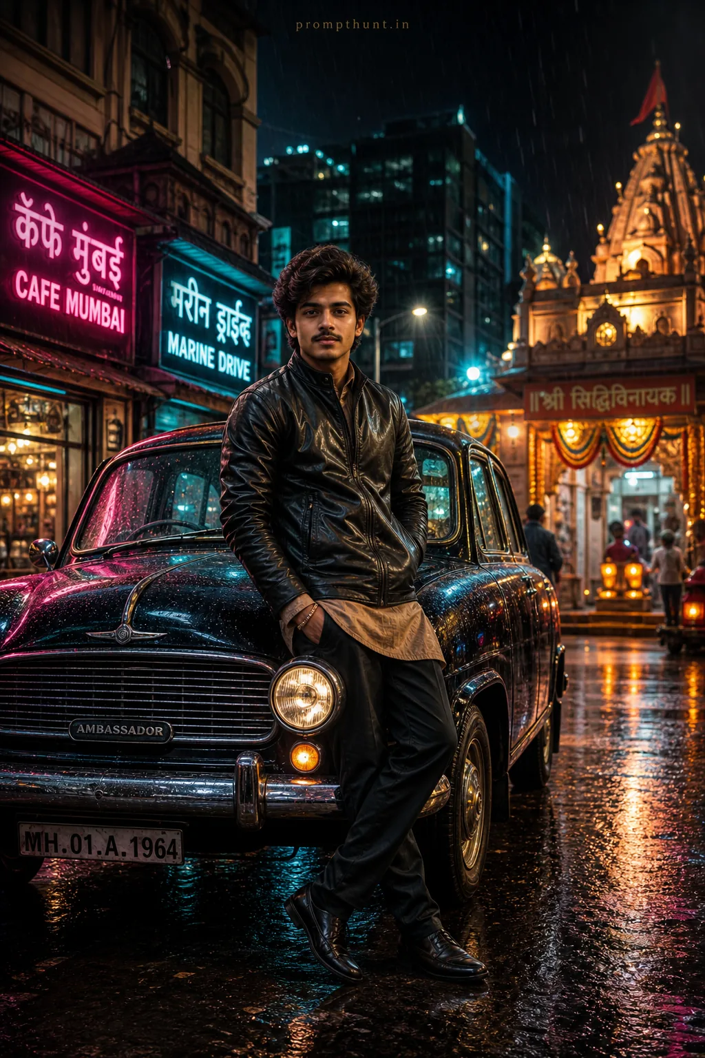 Luxury Indian Automotive Nightscape AI Photo Editing Prompt