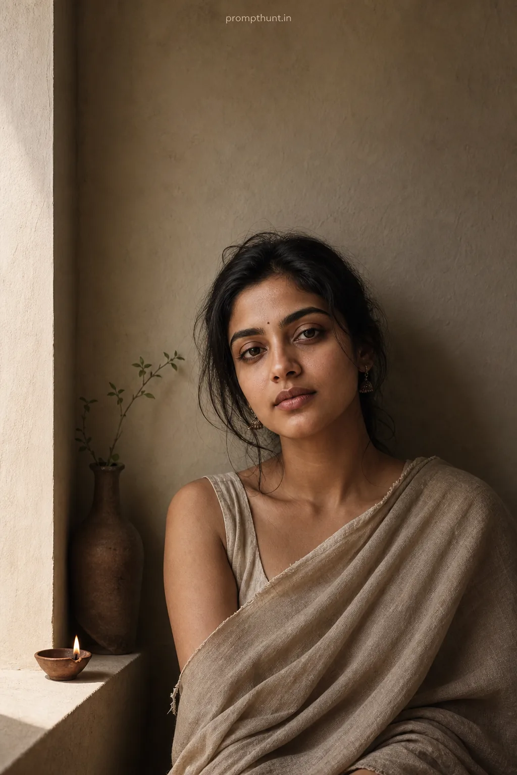 Minimalist Indian Portraiture Aesthetic AI Photo Editing Prompt