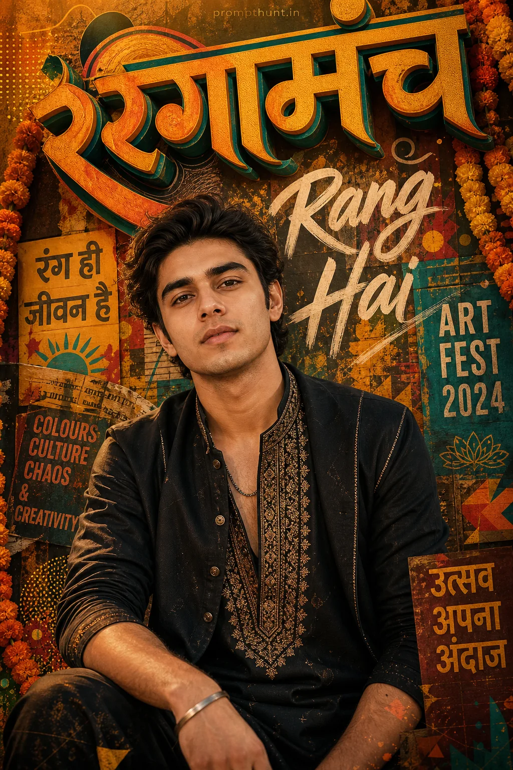 Modern Indian Typography Art Poster AI Photo Editing Prompt