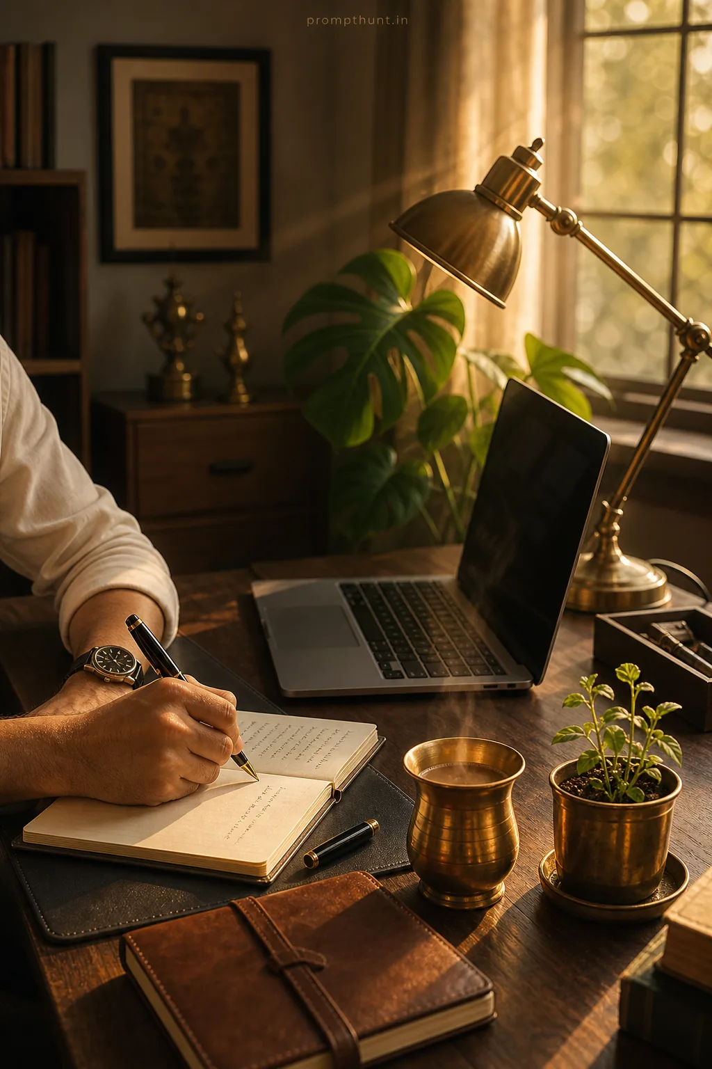 Modern Minimalist Indian Office & Workspace AI Photo Editing Prompt