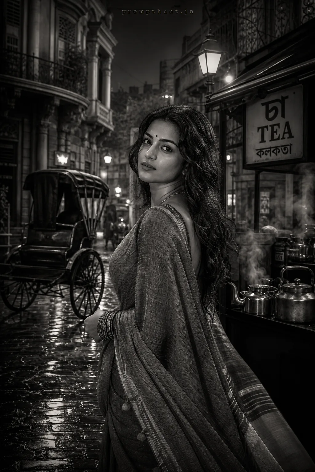 Monochrome Indian Street Style AI Photo Editing Prompt