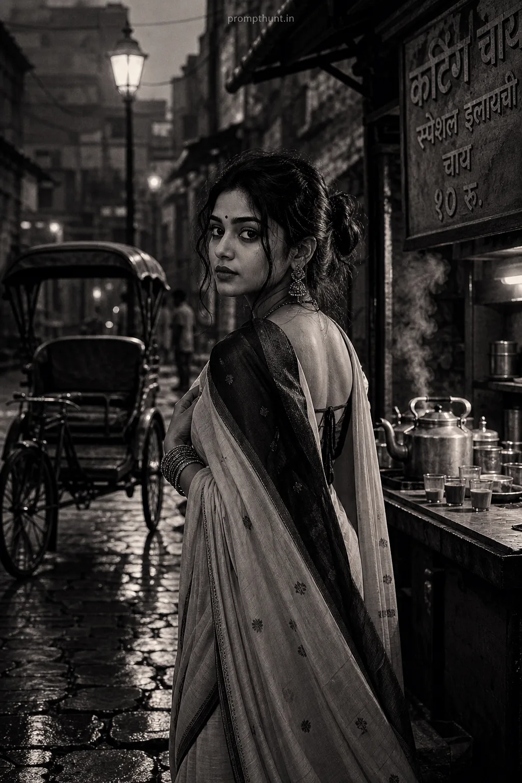 Monochrome Minimalist Indian Street Fashion AI Photo Editing Prompt