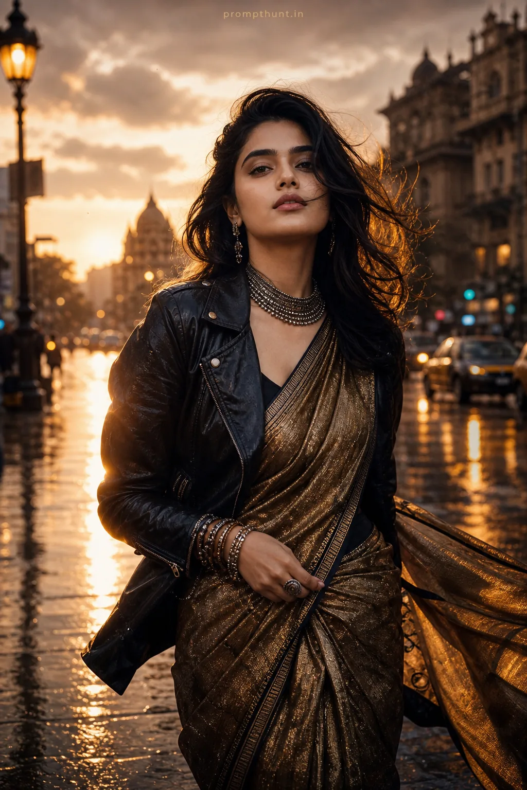 Monsoon Urban High-Fashion Modeling & Posing AI Photo Editing Prompt