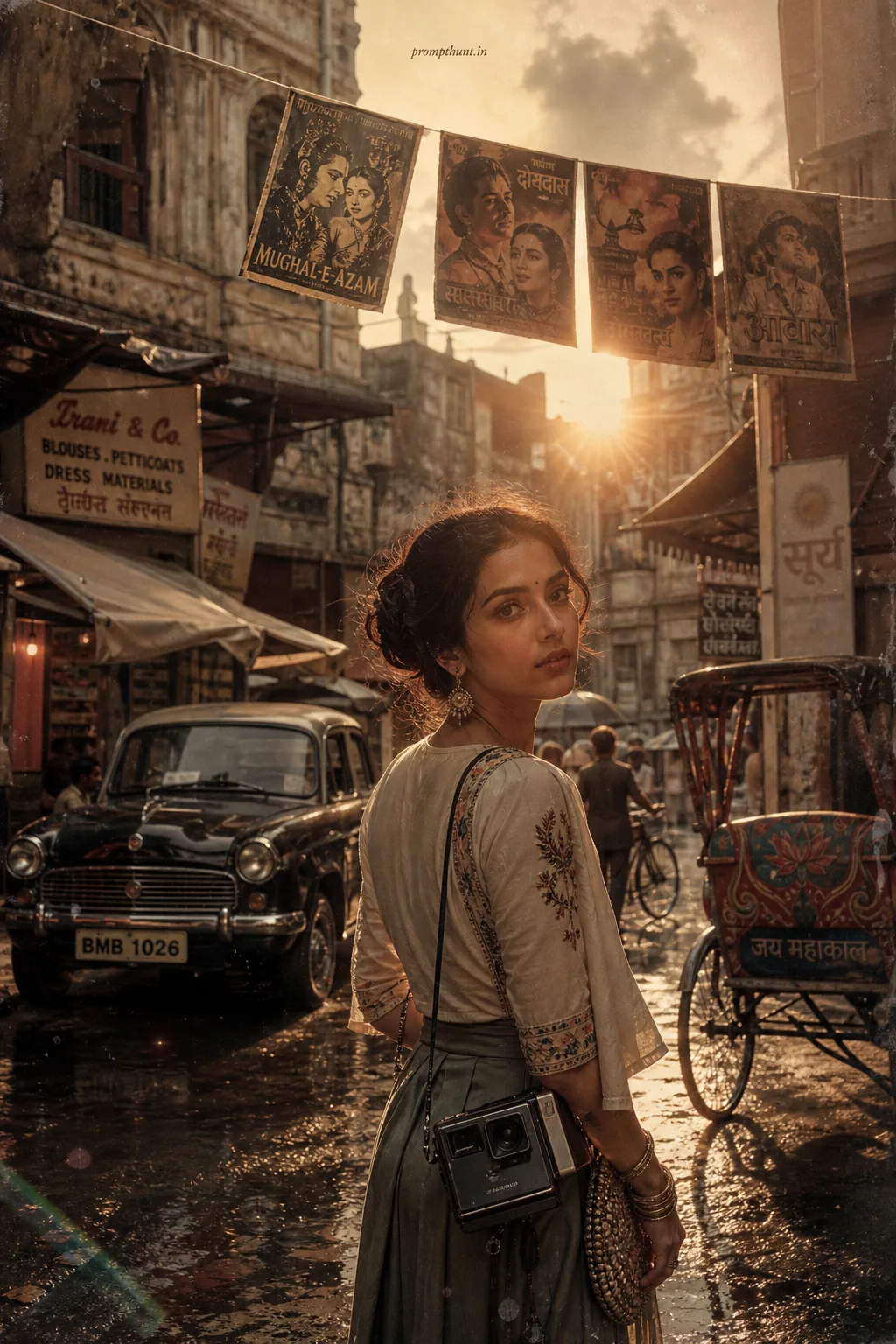 Monsoon Vintage Mumbai Street Style AI Photo Editing Prompt