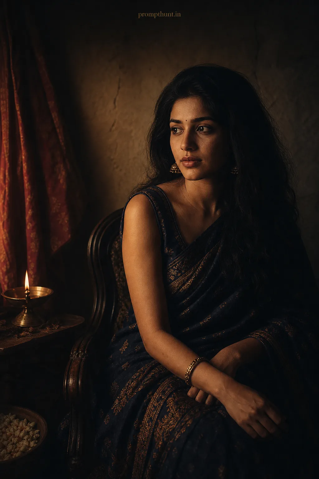 Moody Indian Low-Key Portrait AI Photo Editing Prompt