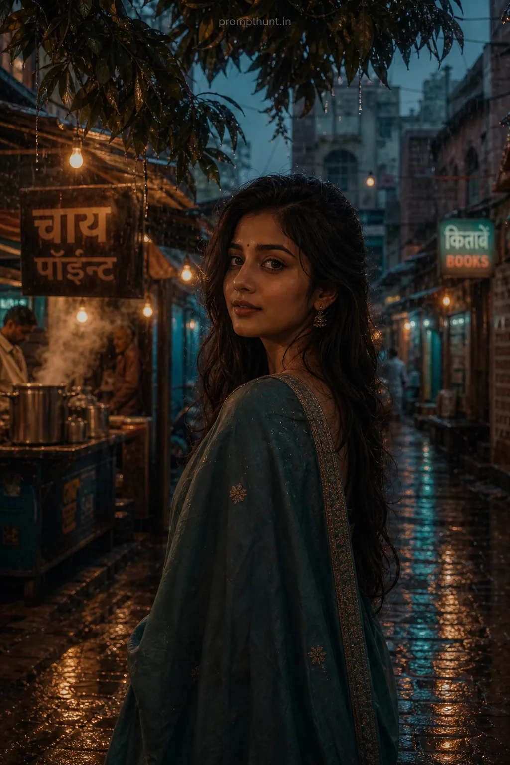 Moody Monsoon Streetscape Cinematic AI Photo Editing Prompt