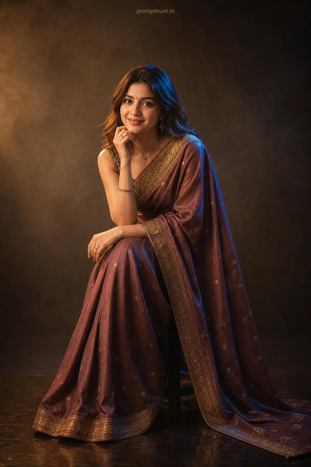 Moody Studio Lighting for Indian Fashion AI Photo Editing Prompt